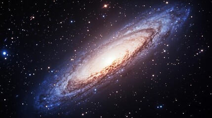 Fototapeta premium A spiral galaxy with a bright yellow star in the center