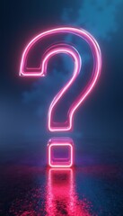 A striking neon question mark stands tall against a moody, misty backdrop, radiating vibrant pink hues. This captivating image evokes curiosity and intrigue, inviting viewers to ponder the mysteries