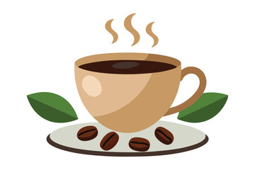 Stylish vector illustration of a fresh coffee cup, perfect for branding, logos, and digital designs.