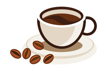 Stylish vector illustration of a fresh coffee cup, perfect for branding, logos, and digital designs.