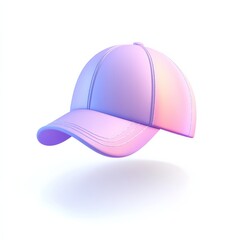 Fototapeta premium A stylish, gradient cap in shades of purple and pink, floating against a white background, showcasing modern design and vibrant colors.