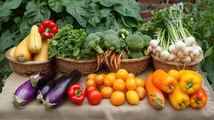 Variety of vegetables for healthy vegetarian display