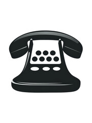 Isolated Black Simple Design Telephone with Circle Buttons