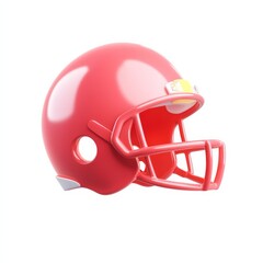 Fototapeta premium A shiny red football helmet with a face guard, designed for safety and performance in American football.