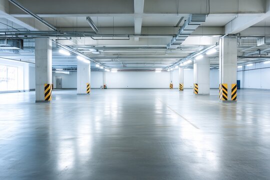 Empty modern underground parking garage (1)