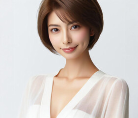 白いブラウスの美女