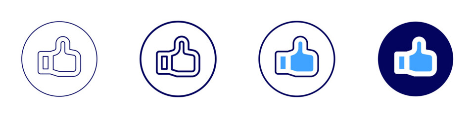 Click like button icon in 4 different styles. Thin Line, Line, Bold, and Bold Line. Duotone style. Editable stroke