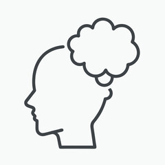 person thinking with a brain