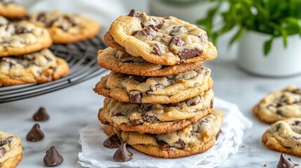 A Stack of Delicious Chocolate Chip Cookies