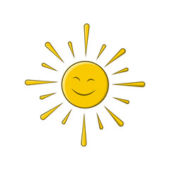 Smiling Sun Illustration with Radiant Beams
