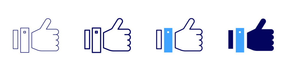 Like share icon in 4 different styles. Thin Line, Line, Bold, and Bold Line. Duotone style. Editable stroke