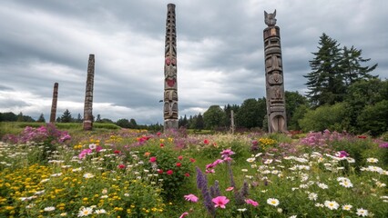 totems in the flowers