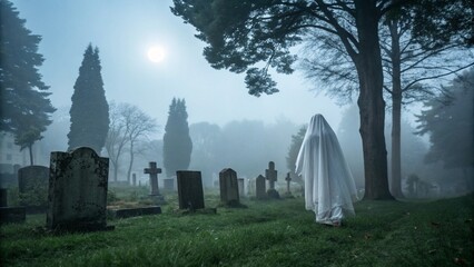 graveyard in fog