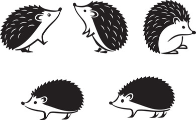 Variant style of hedgehog silhouette vector illustration, isolated on white background. © Md Mujahid Fakir