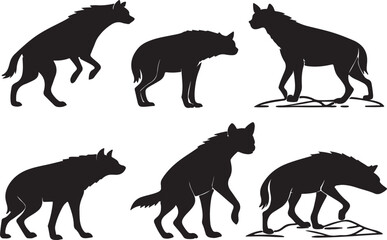 Variant style of hyena silhouette vector illustration, isolated on a white background.