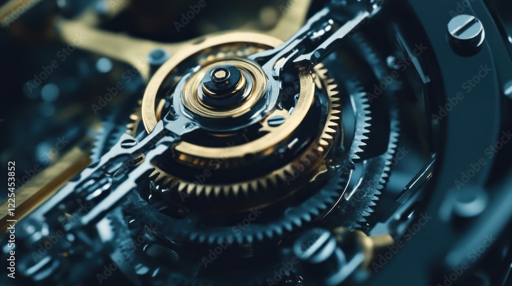 Poster intricate clockwork gears precisely intermeshed