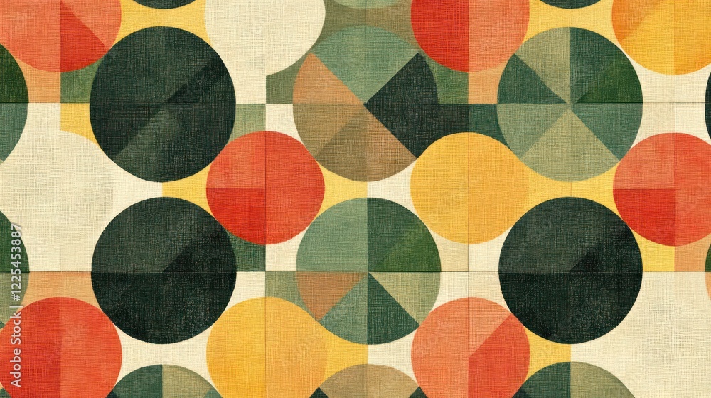 Poster abstract geometric pattern with overlapping circles and shapes