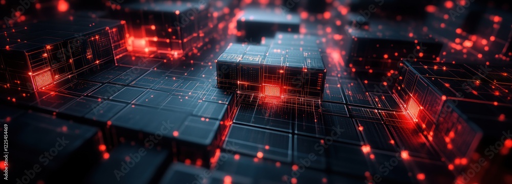 Poster illuminated digital cubes form a complex network