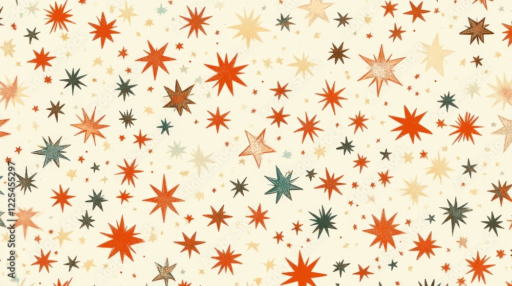 Poster a colorful pattern of various star shapes and sizes