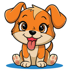 Happy Smiling Cartoon Puppy Character Design with Friendly Expression