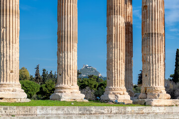 Ancient columns of Olympian Zeus temple in Athens, Greece.	