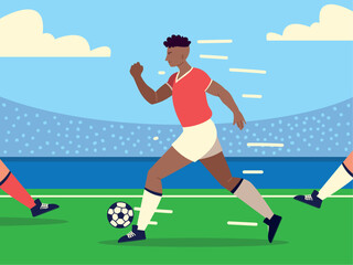 Vector image of a person playing soccer in a stadium