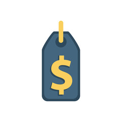 Flat Vector Illustration of a Price Tag with a Dollar Sign Representing Cost, Shopping, Sales, and Retail Pricing Concepts