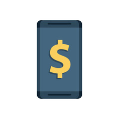 Flat Vector Illustration of a Smartphone Displaying a Dollar Sign, Symbolizing Mobile Payments, Digital Transactions, and Modern Financial Technology Services