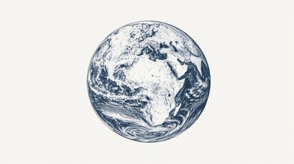 Blue monochrome Earth globe illustration.