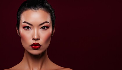 Empowered Asian woman exuding authority as an Italian mafia boss, celebrating strength and resilience on Woman Day.