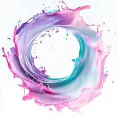 Obraz premium Soft Glowing Pastel Paint Splash in Shades of Pink and Purple Creating an Elegant Circular Shape with Fluid Motion and Artistic Expression