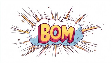 Dynamic Bomb Explosion with Message, Pop Art Style Wide Angle Image for Design Projects