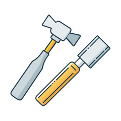 chisel and hammer icon, chisel and hammer vector illustration-simple illustration of chisel and hammer, perfect for chisel and hammer logos and icons
