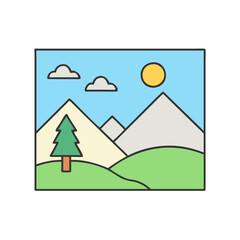 Obraz premium landscape icon, landscape vector illustration-simple illustration of landscape, perfect for landscape logos and icons