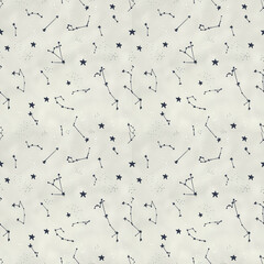 Night Sky Constellation Pattern in Beige and Grey Astronomical Design