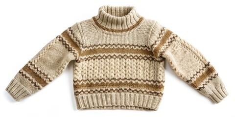 Beige Knitted Turtleneck Sweater for Child