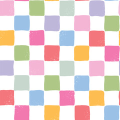 Cute checkered seamless pattern with colorful squares for nursery prints, wallpaper, backgrounds, digital paper, scrapbooking, stationery, wrapping paper, packaging, etc. EPS 10