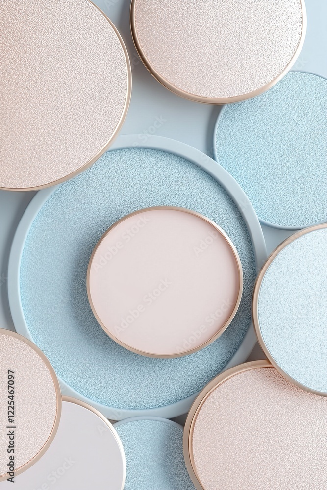Poster a composition of circular shapes showcases a variety of soft colors and textures. the overlapping ci