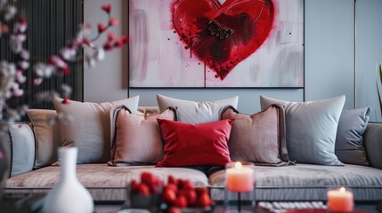 Valentine's Day Decor in Living Room