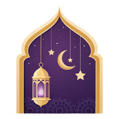 Realistic ramadan lantern frame illustration design isolated transparent