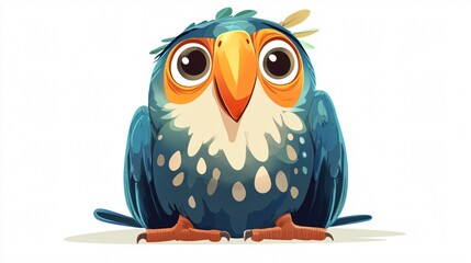 Fototapeta premium Playful and Colorful Funny Parrot Cartoon Illustration with Wide Angle Centered Composition for Joyful Designs and Children's Projects