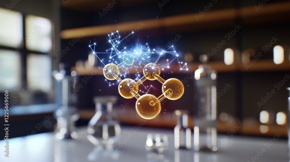 Aufkleber molecular structure in a lab