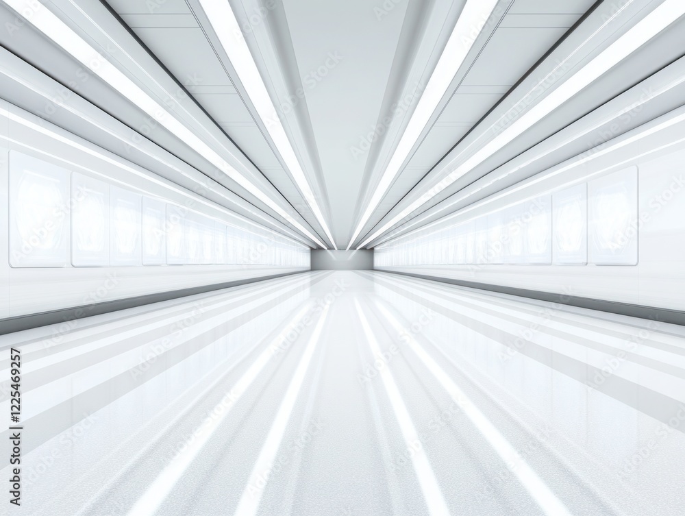 Aufkleber sleek modern empty corridor with luminous lighting and reflections, ideal for futuristic architectur