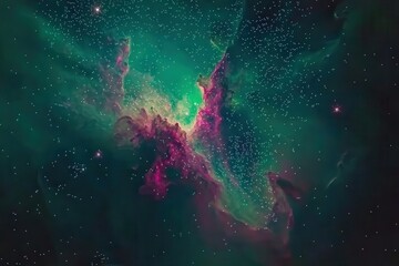 Stunning Colorful Cosmic Nebula in Deep Space with Stars and Gases
