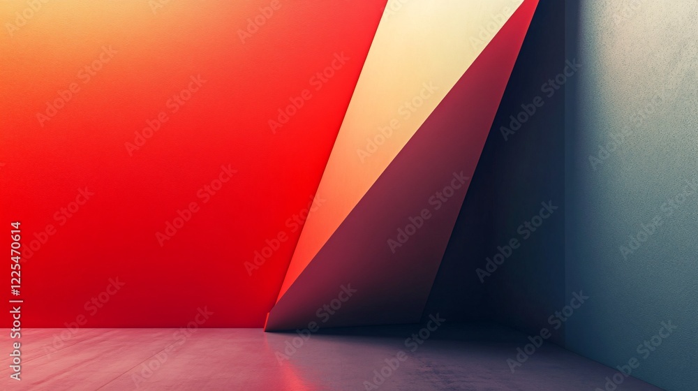 Aufkleber Abstract geometric composition with red and yellow panels creating dynamic shapes and shadows