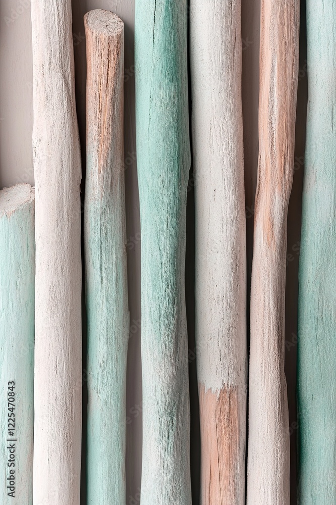 Poster a collection of vertical wooden slats displays a blend of soft colors, creating a rustic texture. th