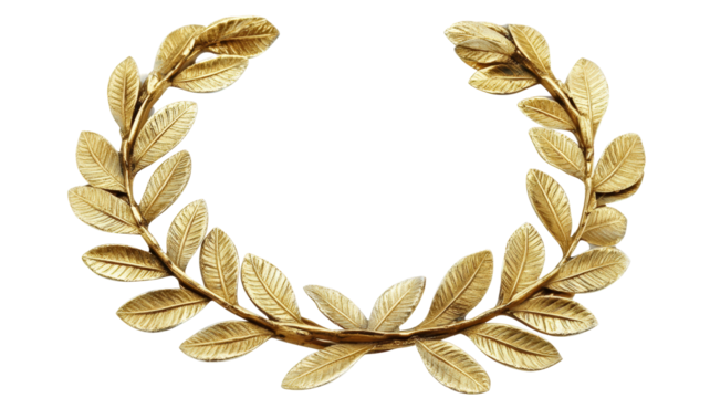 Isolated Golden Laurel Wreath Decorative Element