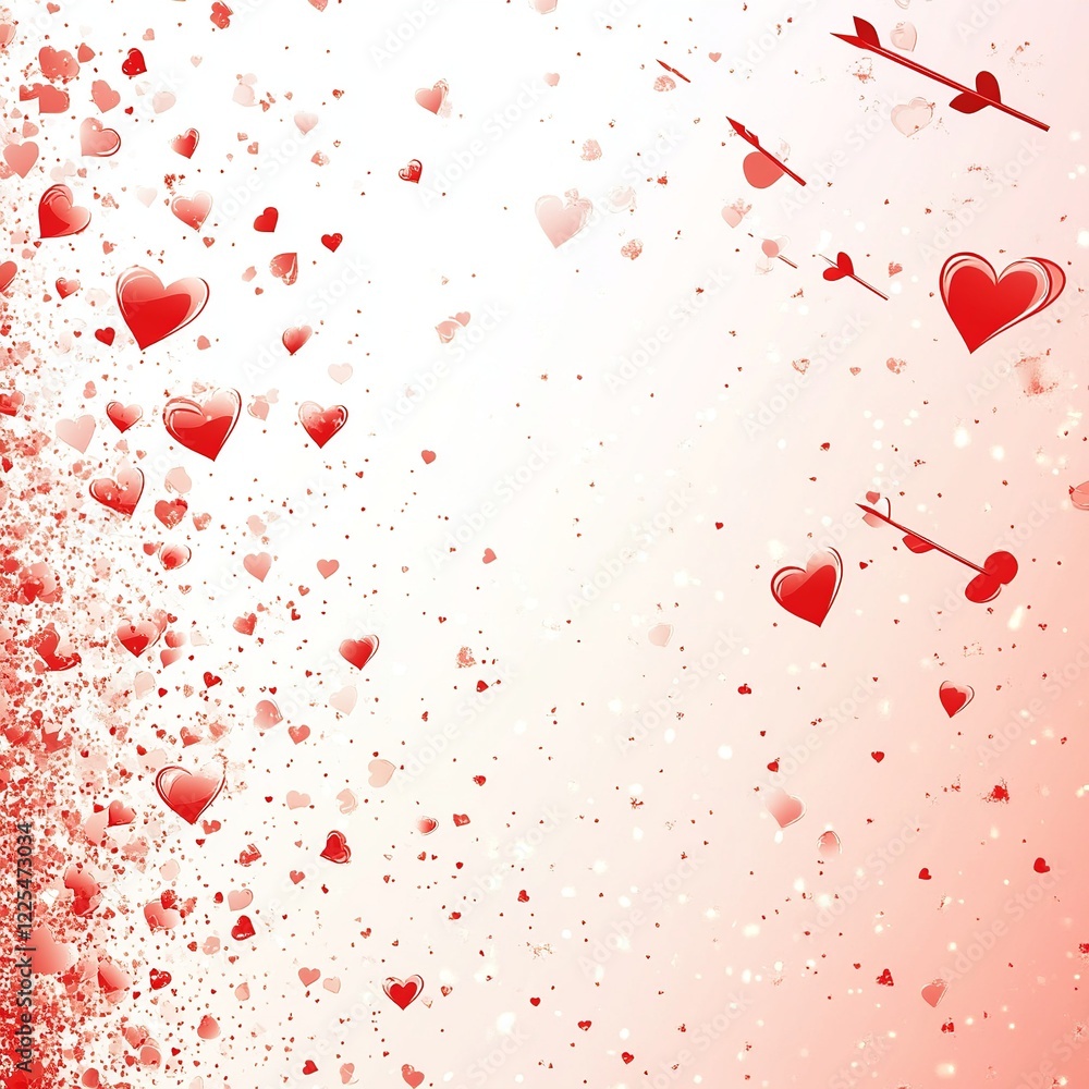 Aufkleber A soft vector background featuring multiple hearts in varying sizes and shades of pink and red, ideal for love and affection themes.

