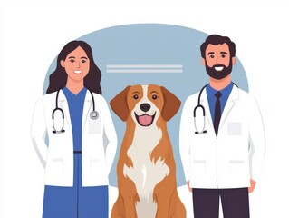 animal welfare veterinary care. A veterinary team creating infographics to educate the public about common pet health myths