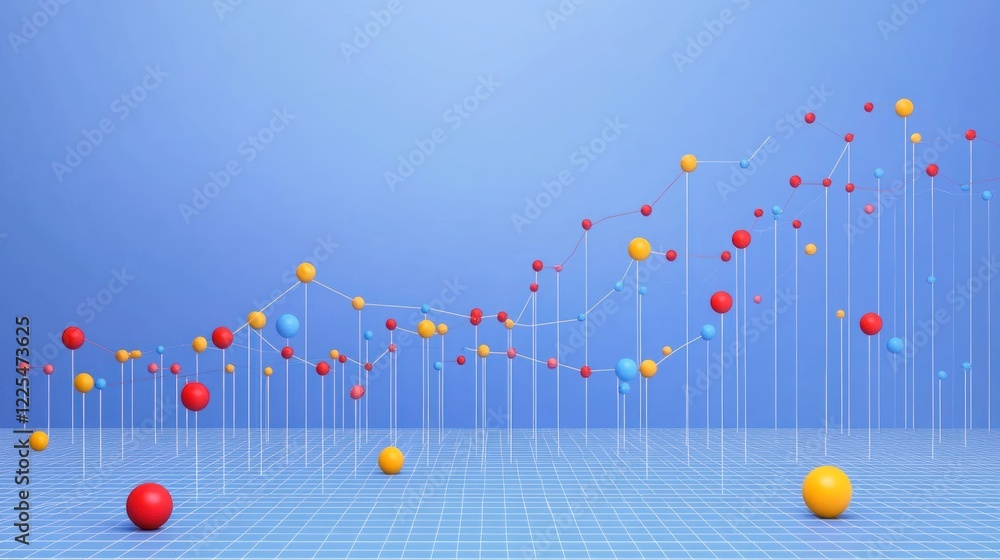 Poster abstract colorful data points forming a growth chart